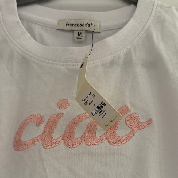 Francesca's Collections White Tee with Pink 'Ciao' - Picture 3 of 3